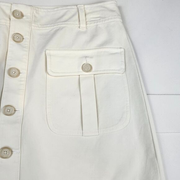 LOFT Cream Utility Skirt Button Front Safari Military Cotton Twill Size 12 - Picture 2 of 9